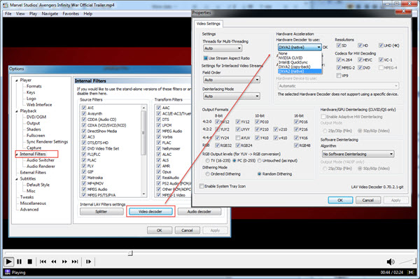 MPC-hc Hardware Acceleration